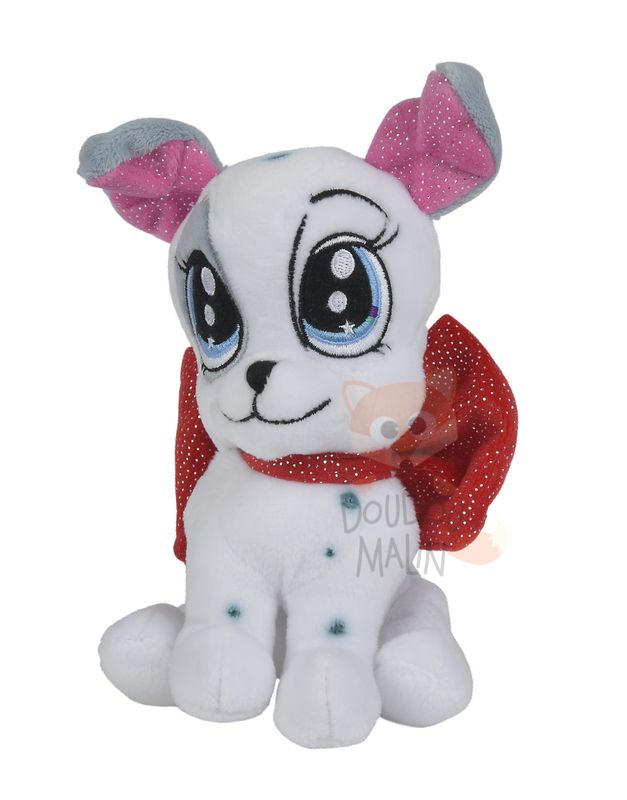 Glamour soft toy dalmatian dog white red 17 cm 